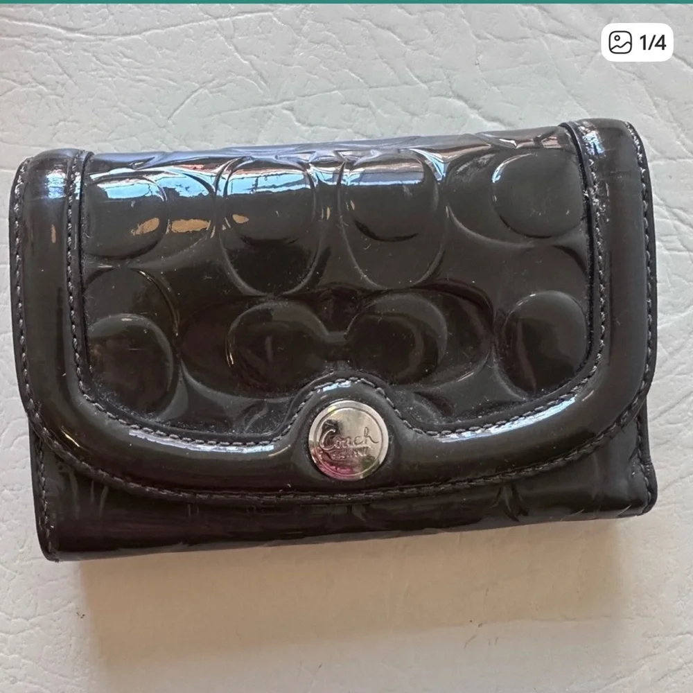 Coach 2FER Bundle Patent Leather Tote & Wallet in Dark Grey - Picture 2 of 13